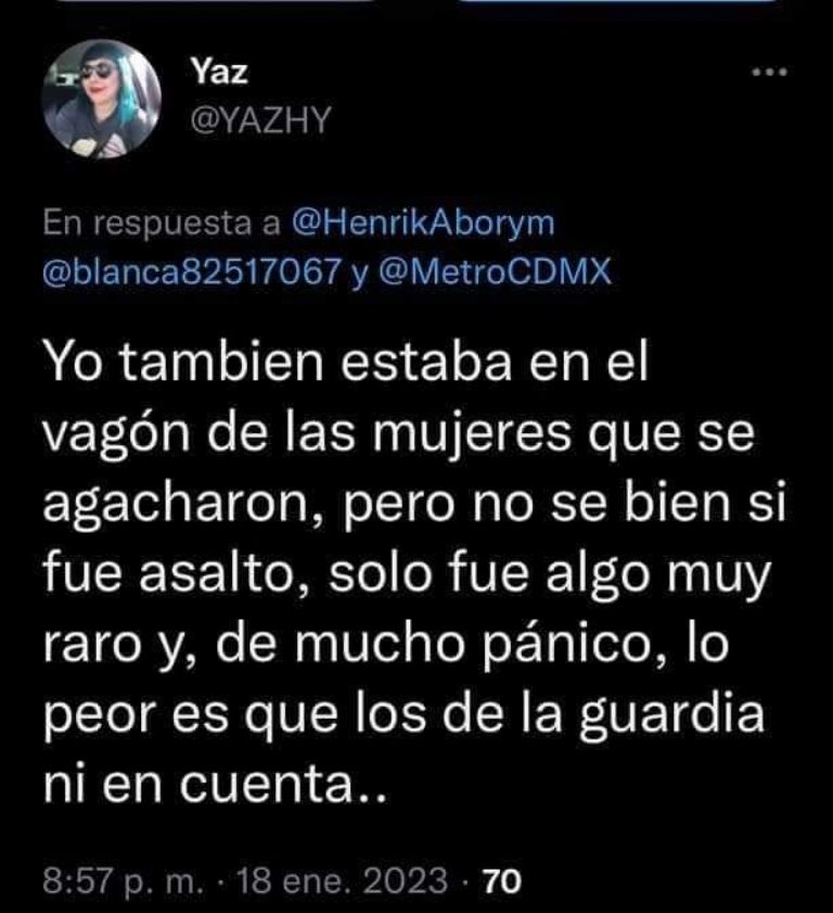 Denuncia de asalto en el Metro