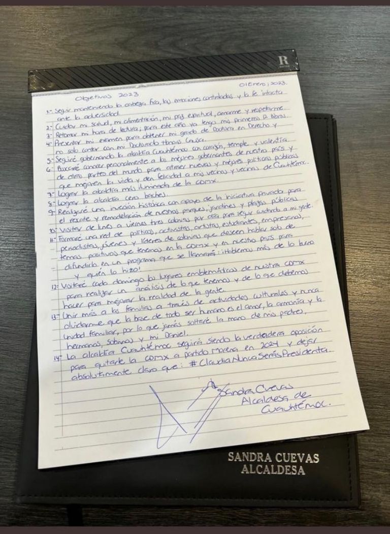 Objetivos de Sandra Cuevas