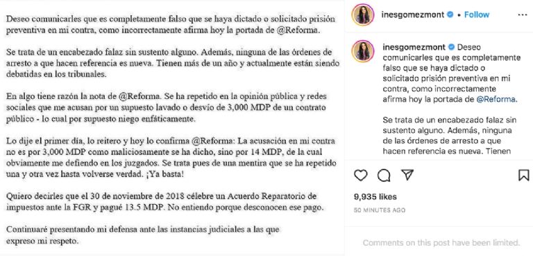 Instagram @inesgomezmont