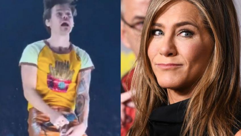 VIDEO: Harry Styles 'se abre' el pantalón en pleno concierto; Jennifer Aniston estaba en primera fila