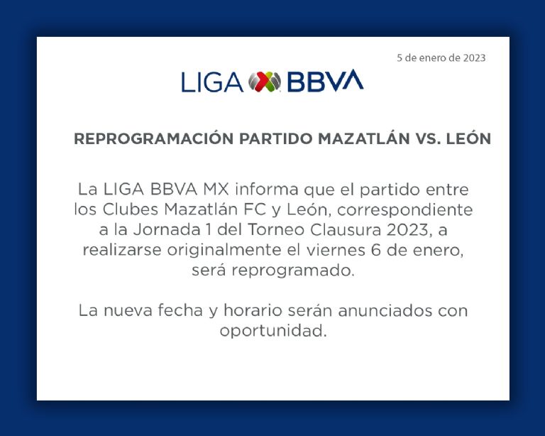 Liga MX suspende Mazatlán vs León