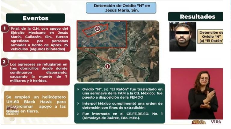 Sedena informa sobre operativo para detener a Ovidio Guzmán. Foto: Gobierno de México