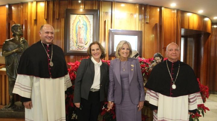 Buena anfitriona: Beatriz Gutiérrez Müller va a la Basílica de Guadalupe con Jill Biden