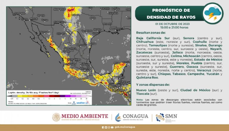 Pronóstico de lluvias para hoy. Foto: Conagua