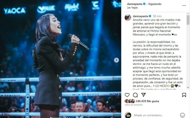 Danna Paola habla sobre su interpretación del Himno Nacional con el Canelo Álvarez