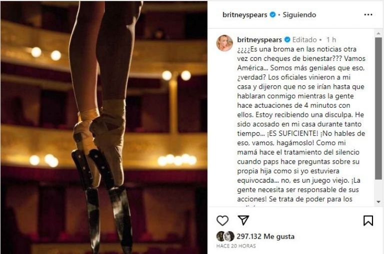 Britney Spears rompe el silencio tras visita de la policía por bailar con cuchillos