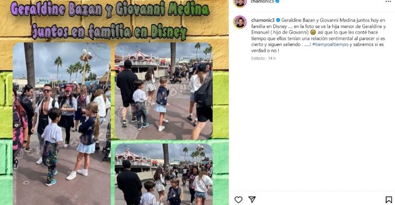 Geraldine Bazán viaja a Disney con Giovanni Medina