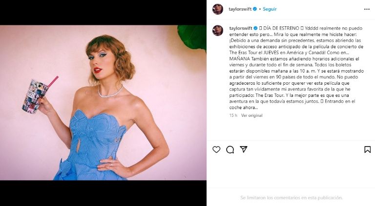 Taylor Swift festeja el estreno triunfal de 'Taylor Swift: The Eras Tour' con varias celebridades