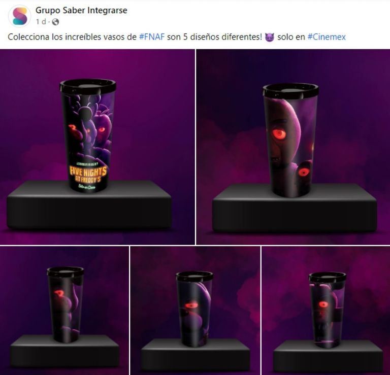 Cinemex presenta sus vasos de Five Nights at Freddy's
