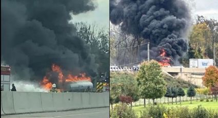 VIDEO: Camión choca y produce fuerte incendio en autopista; se desconoce la cifra de heridos