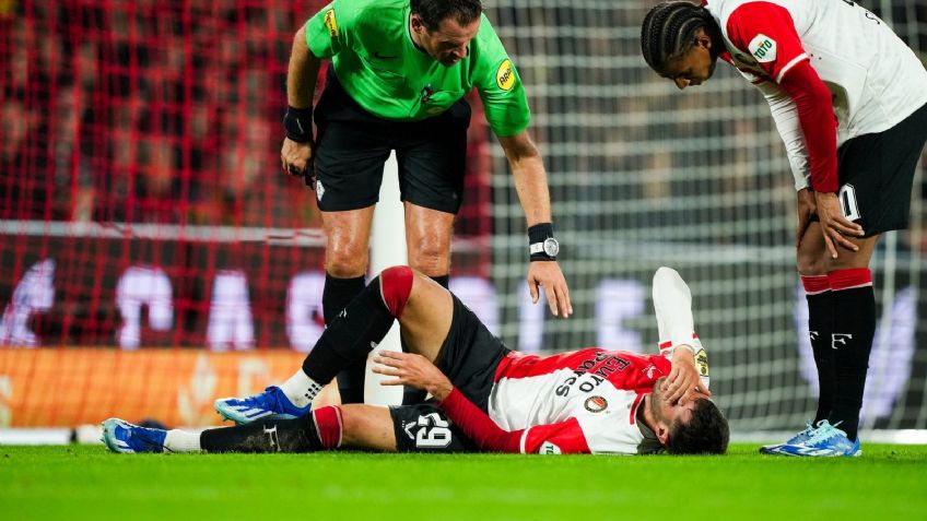 Santiago Giménez anota, sale lesionado y enciende las alarmas en el Feyenoord