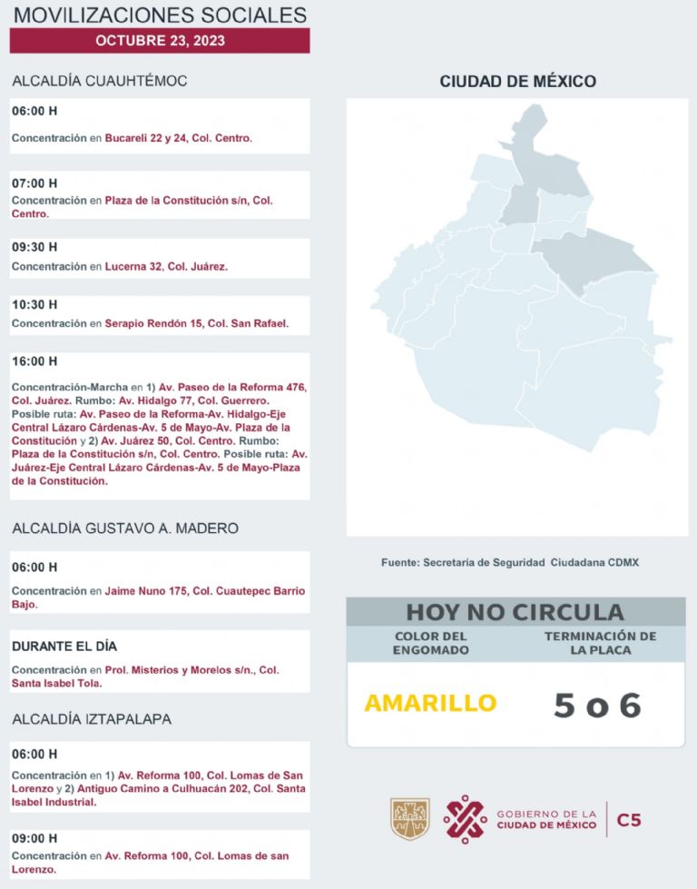 Tráfico en CDMX: Marchas y bloqueos este lunes 
