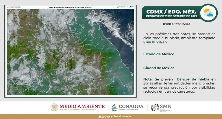 Mal clima en CDMX hoy 23 de octubre