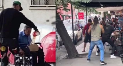 VIDEO: Rey Grupero agarra a golpes a hombres que agredieron a abuelito en silla de ruedas