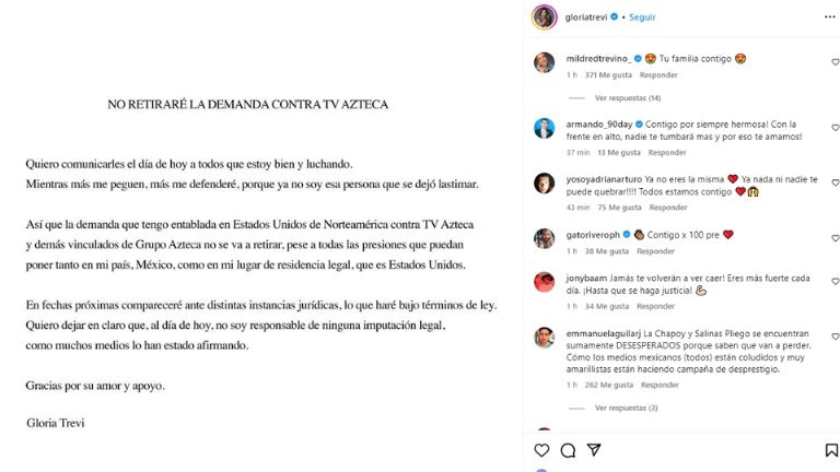 Gloria Trevi responde a denuncia de defraudación fiscal y lavado de dinero