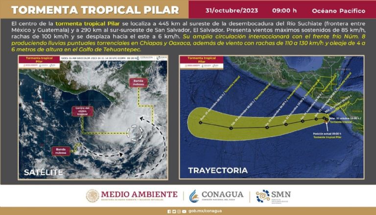 Se esperan fuertes lluvias hoy por efectos de 'Pilar'