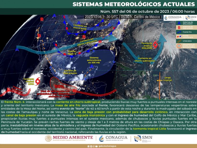 Pronóstico del clima en Sonora hoy viernes 6 de octubre. Foto: Conagua