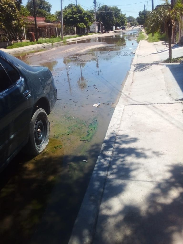 Siguen drenajes colapsados en Navojoa. Foto: Twitter