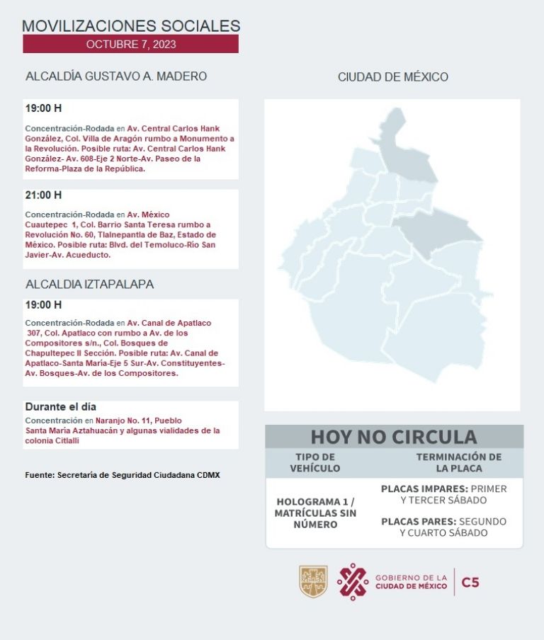 Tráfico en CDMX este sábado