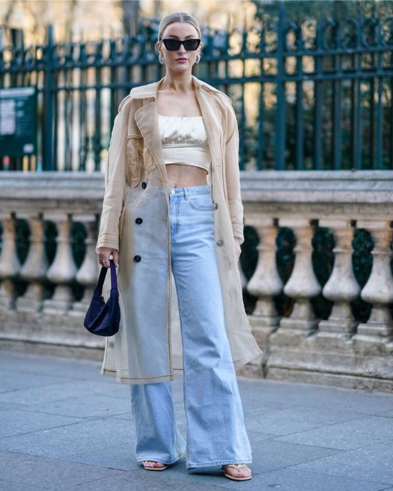 Jeans de tiro alto y anchos