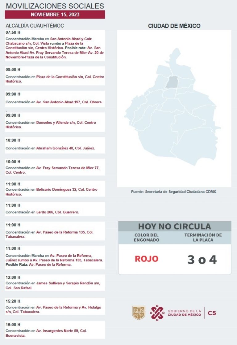 Tráfico en CDMX hoy 15 de noviembre