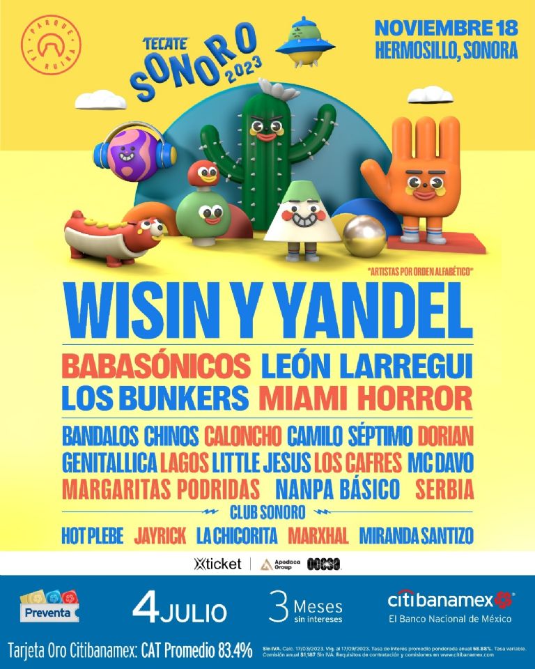 Line up oficial del Tecate Sonoro 2023. Foto: Facebook