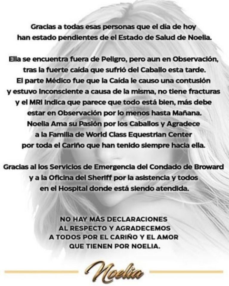 Noelia sufre brutal accidente mientras practicaba equitación