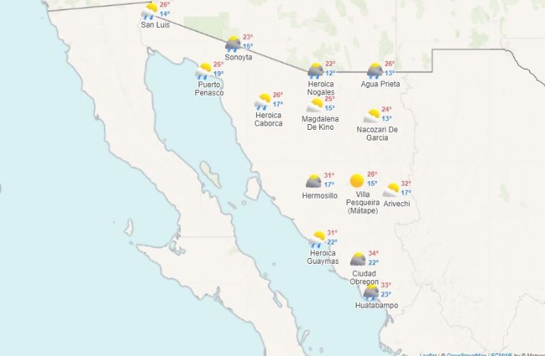 Reporte del clima en Sonora para HOY 18 de noviembre
