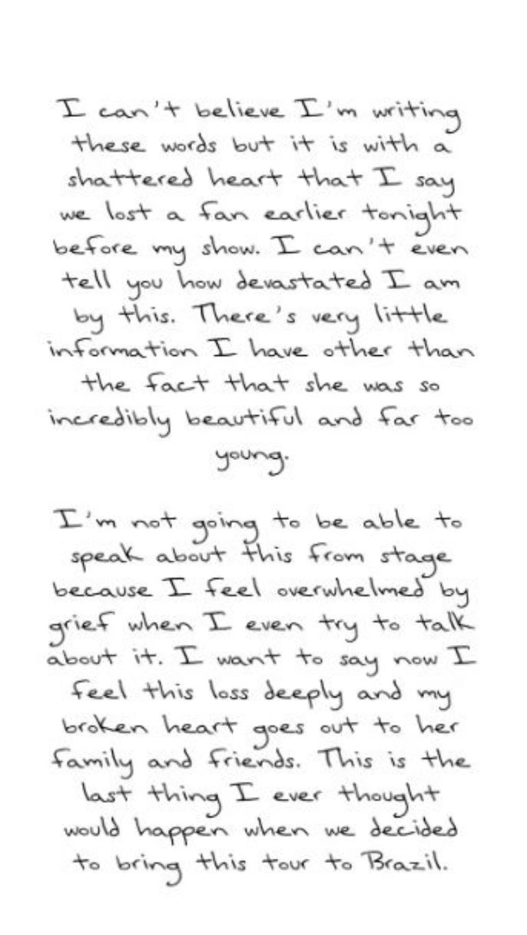 Taylor Swift reacciona a la muerte de su fan en Brasil