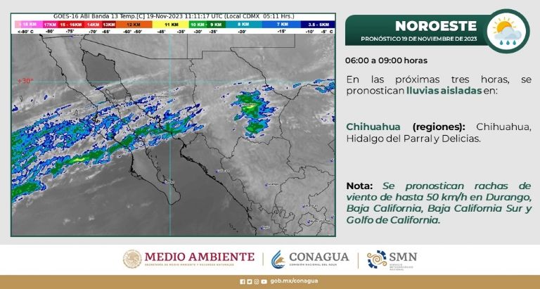 Clima en Sonora para hoy, domingo 19 de noviembre. Foto: Conagua