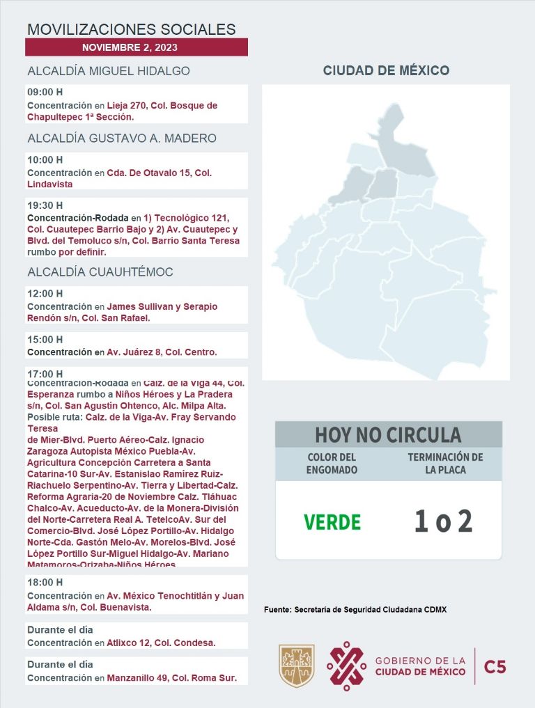 Tráfico en CDMX hoy 2 de noviembre