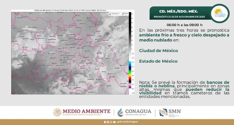 Clima en CDMX hoy 2 de noviembre