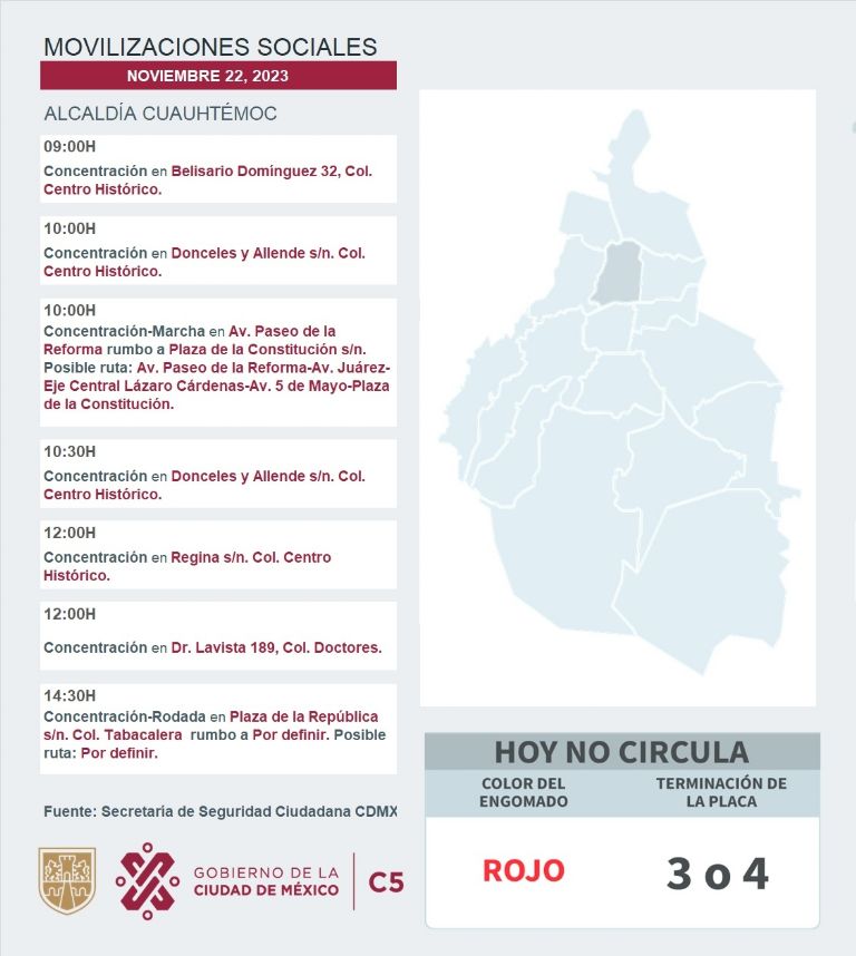 Tráfico en CDMX hoy 22 de noviembre