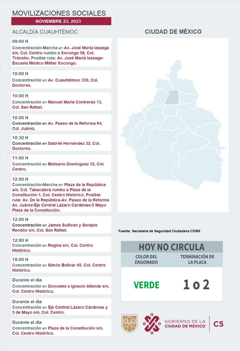 Tráfico en CDMX hoy 23 de noviembre