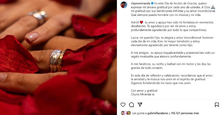 Chyno Miranda confirmaría boda en Día de Acción de Gracias