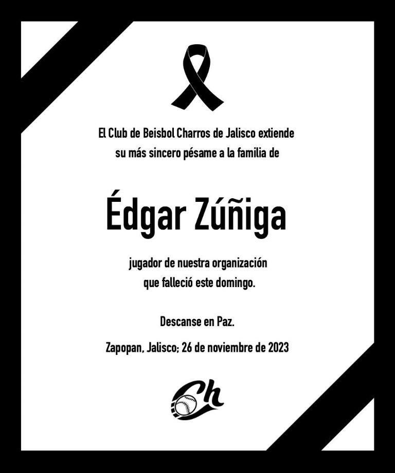 Muere Edgar Zúñiga, jugador de los Charros de Jalisco, en trágicas circunstancias
