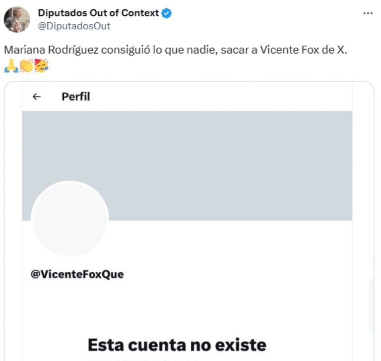 Usuarios festejan el cierre de la cuenta de Vicente Fox. Foto: Twitter