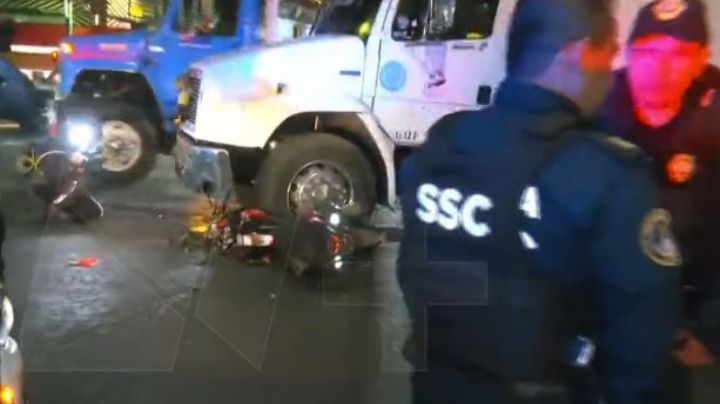 Fuerte accidente: Camión de basura atropella a motociclista en Calzada de la Viga, CDMX