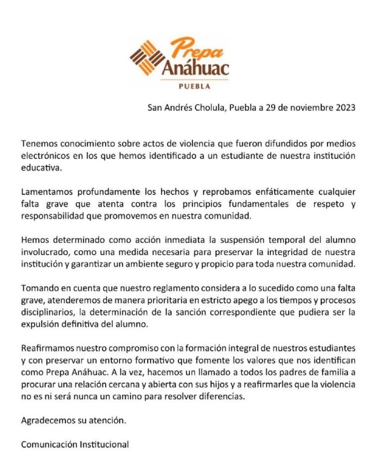 Anahuac suspende a alumno que golpeó a guardia de seguridad