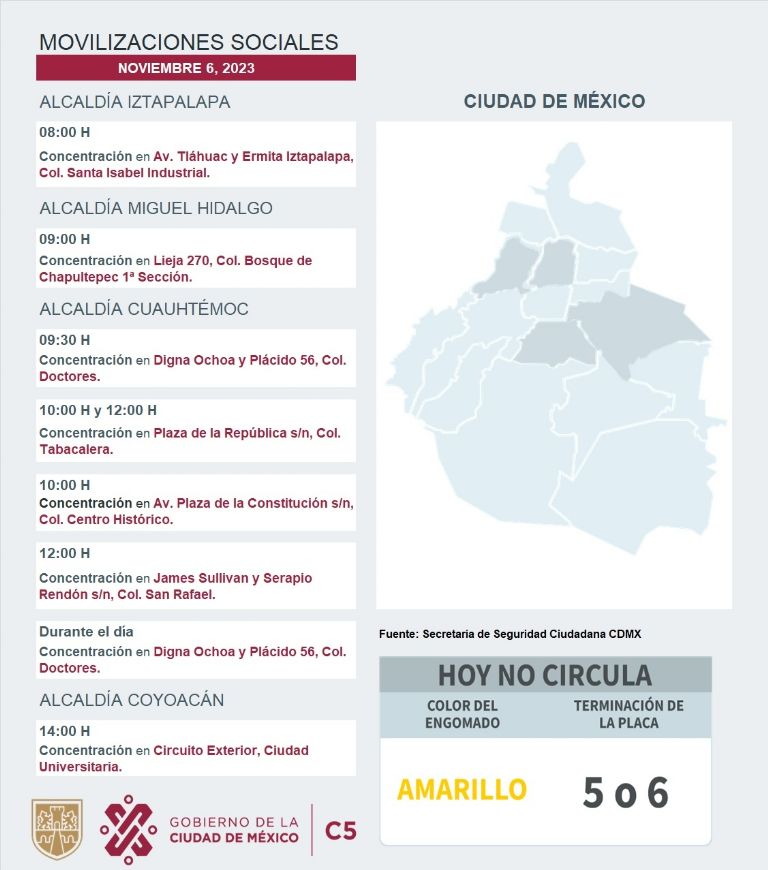 Tráfico en CDMX hoy 6 de noviembre