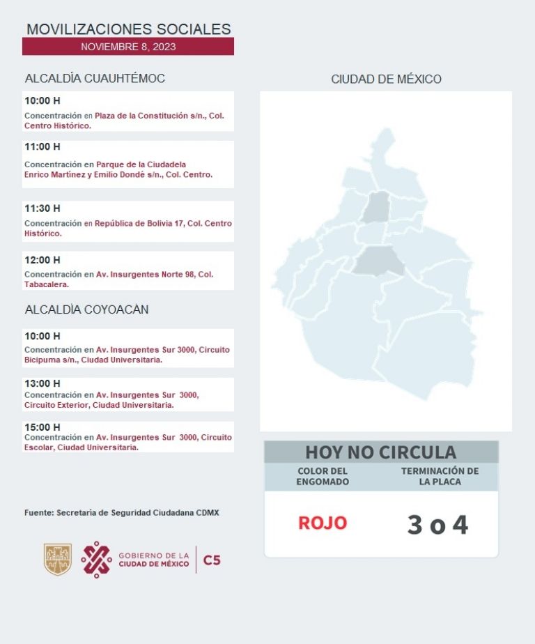Tráfico en CDMX hoy 8 de noviembre