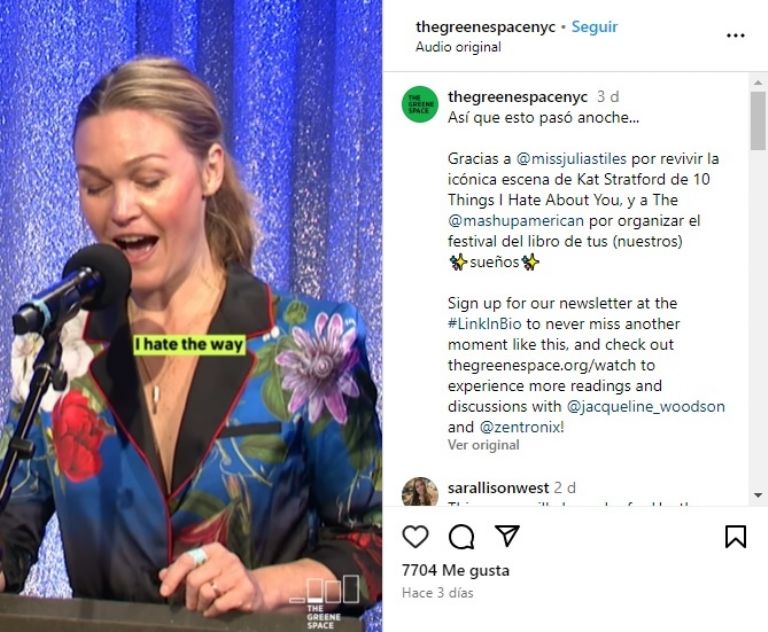 Julia Stiles revive escena de 10 cosas que odio de ti