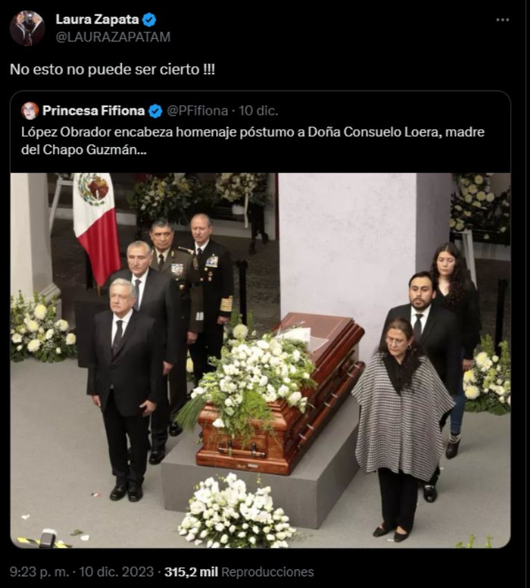 Laura Zapata comparte noticia falsa sobre AMLO. Foto: Internet