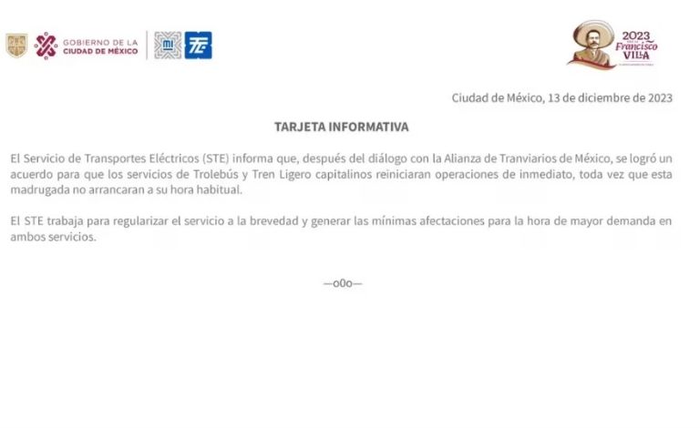 Paro de trabajadores de Trolebús y Tren ligero