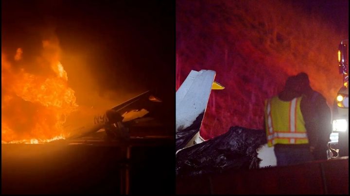 Avioneta cae y choca contra camión en autopista de EU; ambos vehículos estallan en llamas