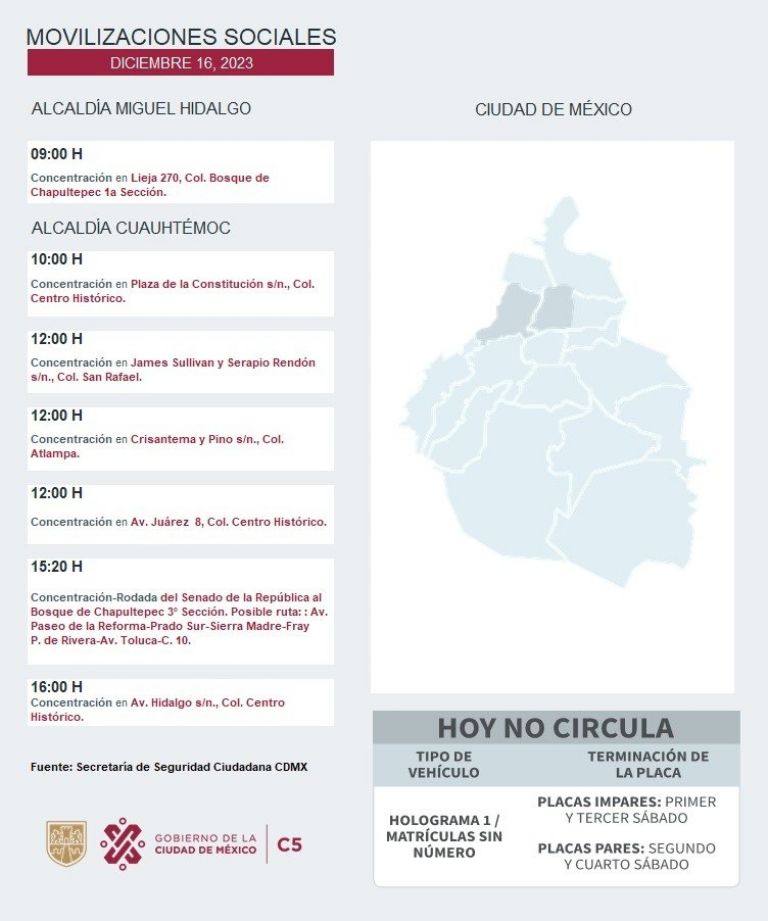 Tráfico en CDMX 16 de diciembre