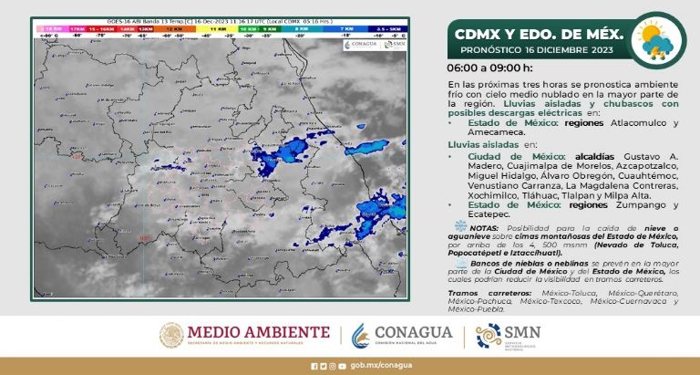 Clima en CDMX hoy 16 de diciembre