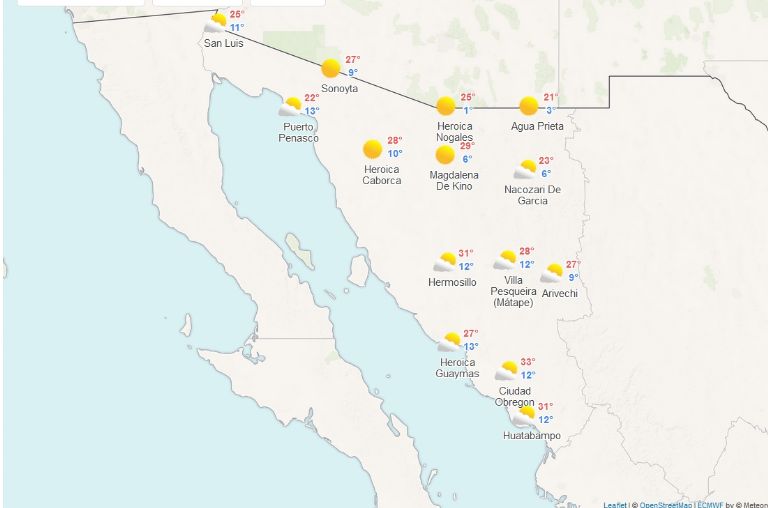 Pronóstico del clima de HOY 17 de diciembre en Sonora