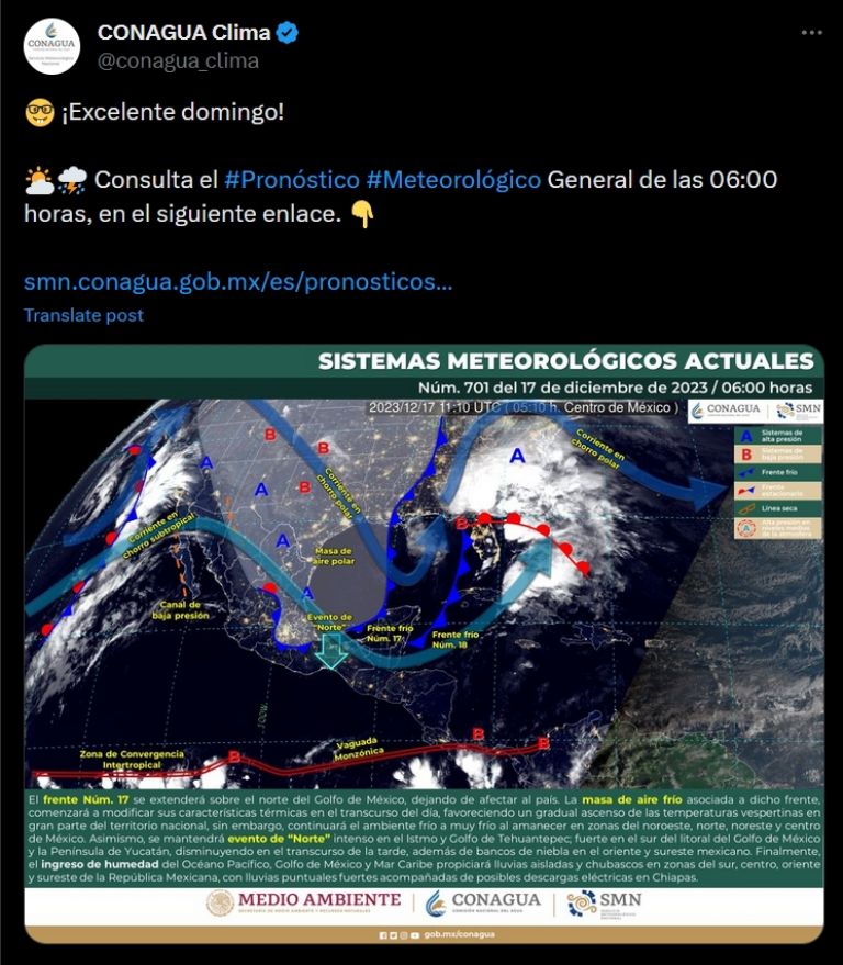 Pronóstico del clima de hoy 17 de diciembre en Sonora