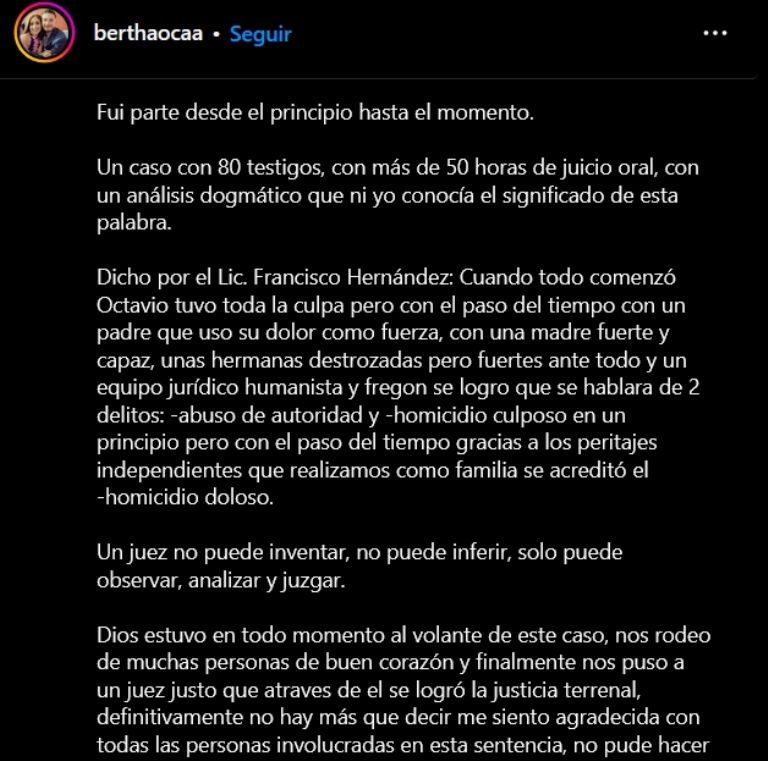 Hermana de Octavio Ocaña reacciona por la sentencia de Apolo A.